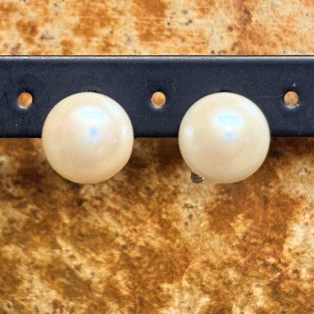 Sterling Silver and White Freshwater Pearl Earrings Omega Backs 12mm